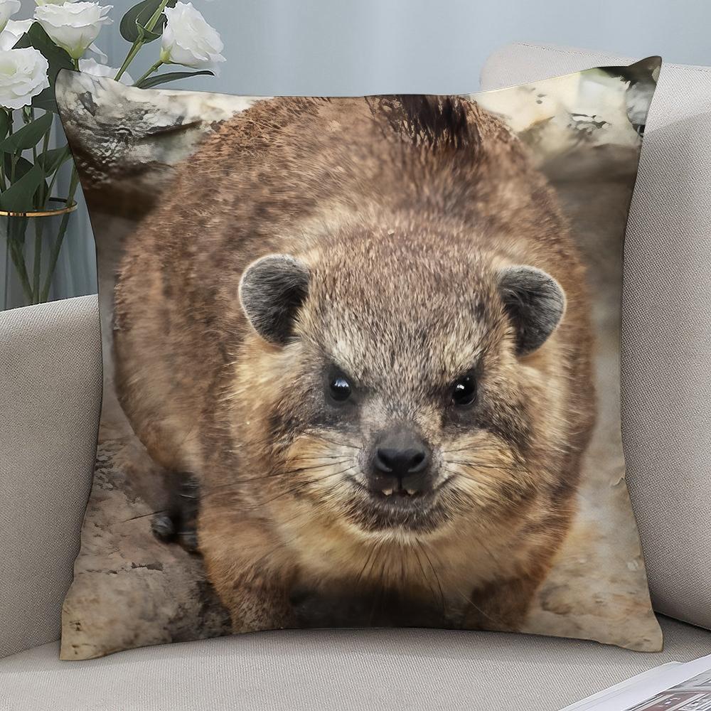 Rock Hyrax Animal Pillow Case Short Plush Pillow Covers Sofa Decorative Gift Home Double-sided Printing Cushion Cover