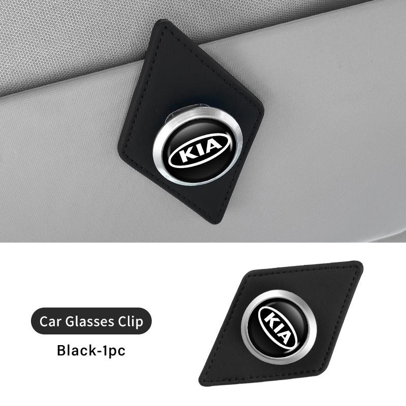 PU Leather Car Glasses Clip Alloy Auto Sunglasses Holder Mount For KIA Sorento Stinger Soul Spectra Niro Cadenza Sephia MS4