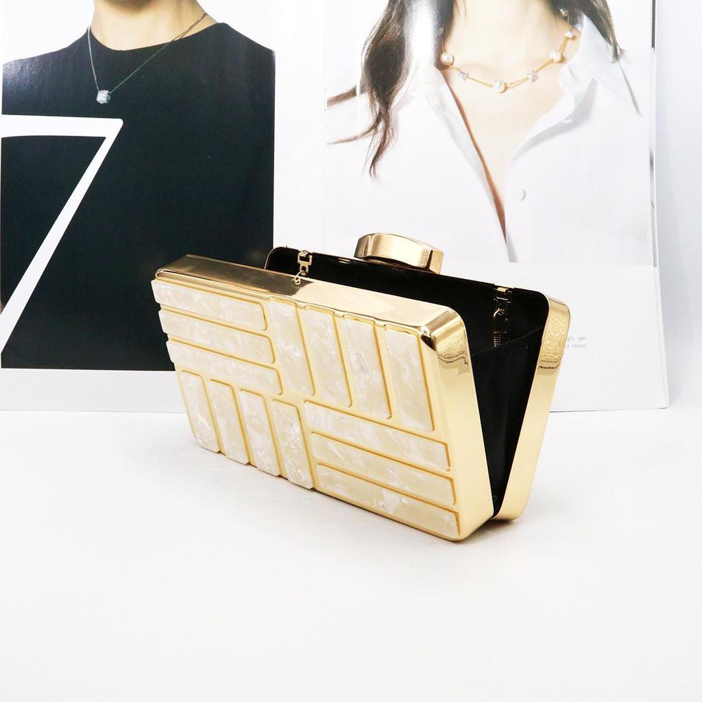 One-Shoulder Acrylic Shell Clutch - Minimalist Crossbody Evening Bag for Women