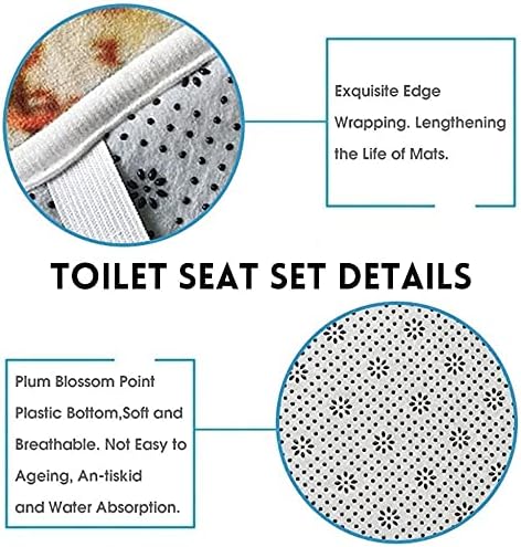 Set Tenda da Doccia da 4 Pezzi con Tappetino Antiscivolo per Bagno, Copriwater, Tappeto Sagomato e 12 Ganci, Bagno