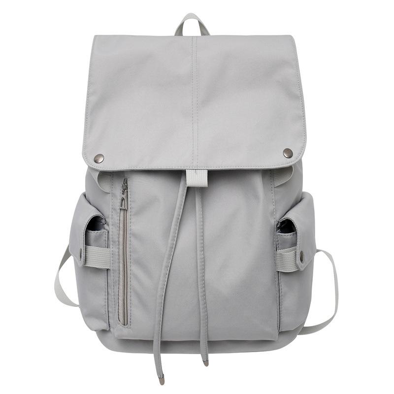 New male college style college student flip bag high school student campus backpack female solid color computer backpack серый