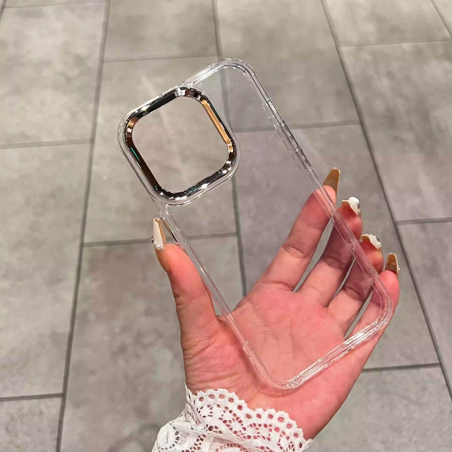 

Прозрачный чехол для iPhone 16 Promax 15 Plus 14 Pro 13 12 11 XS Max XR 7 8 6 6S Plus Anti Drop Soft Simple Silver Large Hole Thick Protection iPhone 6/6s чистый