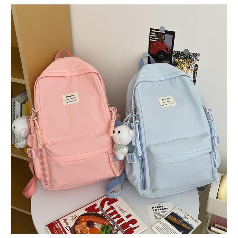 Junior High School Schoolbag Women Korean Preppy Style Light Backpack Large-capacity All-matching Student