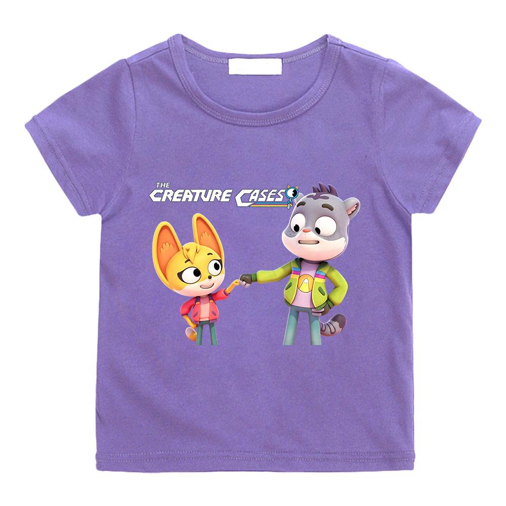 100% Cotone The Creature Cases Stampa Cartone Animato T-shirt Bambini 2-12 Anni Ragazzi Ragazze Unisex Moda Manica Corta Girocollo Top Casual