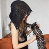 Flower Hollow Out Crochet Shawl White Hooded Scarves Simple Lace Scarf  Female