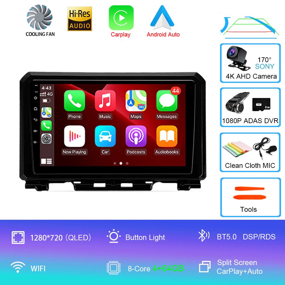 Car Radio Android 14 Carplay Auto For Suzuki Jimny 2018 2019 2020 Multimedia Video Player GPS Navigation DSP 2Din DVD Stereo 4G