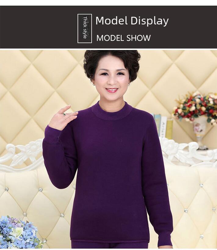 Men's Plus Velvet Thickened Thermal Underwear Set for Middle-aged and Elderly - High-collar Autumn Top and Pants