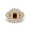 6X4MM Cushion Garnet Gemstone 925 Sterling Silver Gold Plated Solitaire Halo Women Engagement Ring