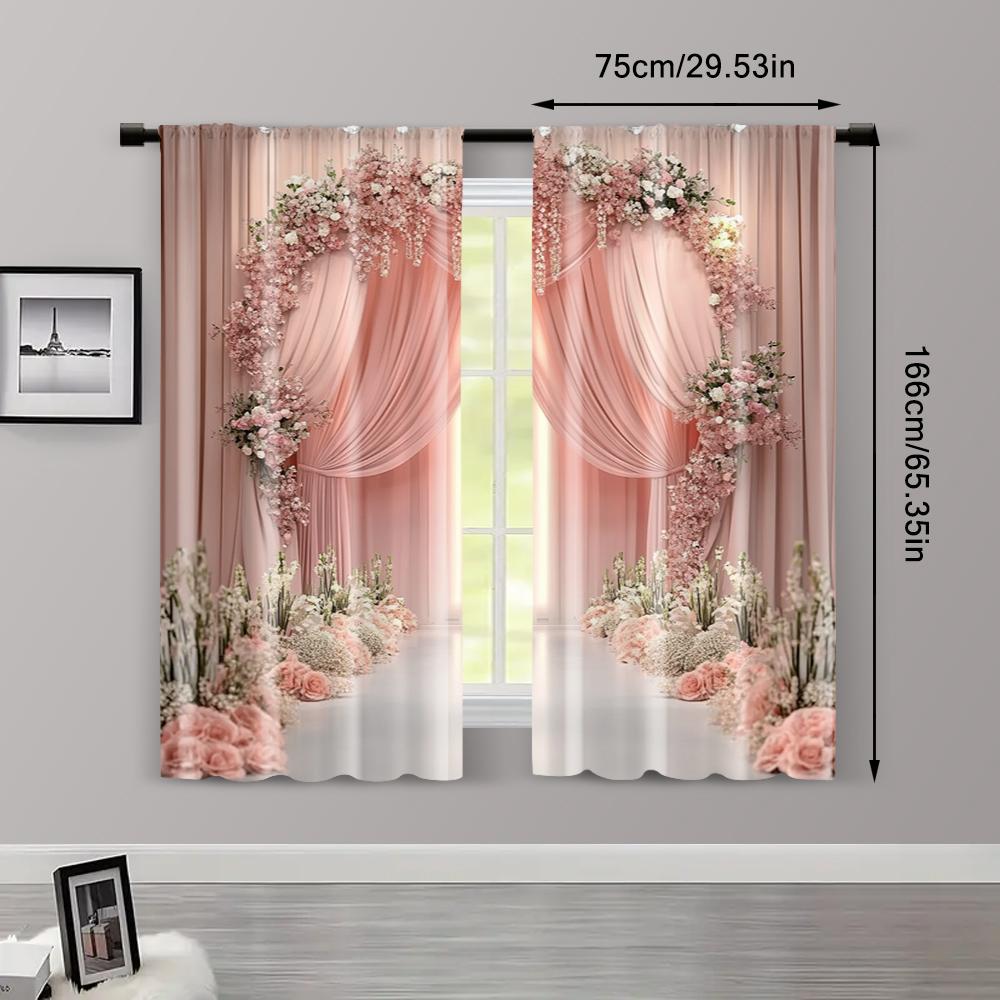 2pcs, Curtains&Drapes 2D Print Romantic Gentle Style Fabric (without Rod) Decorations For Home Use for Living Room, Bedroom,