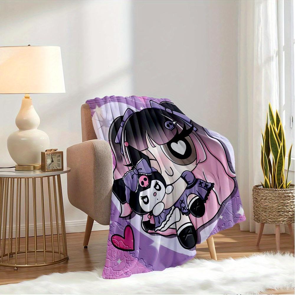 1pc Kuromi, Cute, CartoonDigital Print Fleece Blanket - Contemporary Style, Suitable for All Seasons, Perfect for Home, Travel, or Camping -