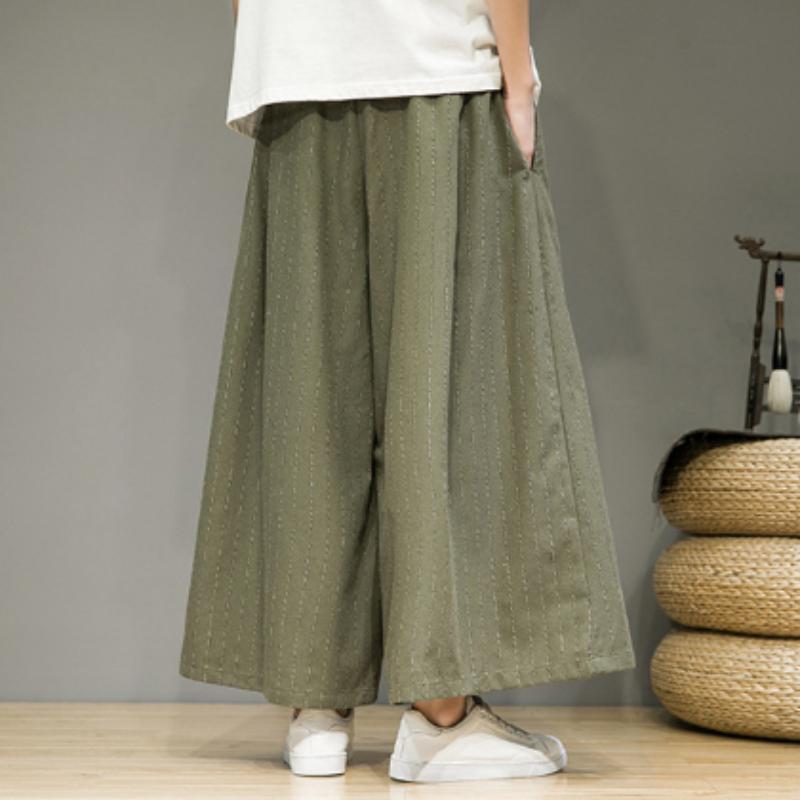 Men Striped Pants Drawstring Joggers Loose Streetwear Wide Leg Trousers Men 2024 Pockets Vintage Casual Male Pants 5XL