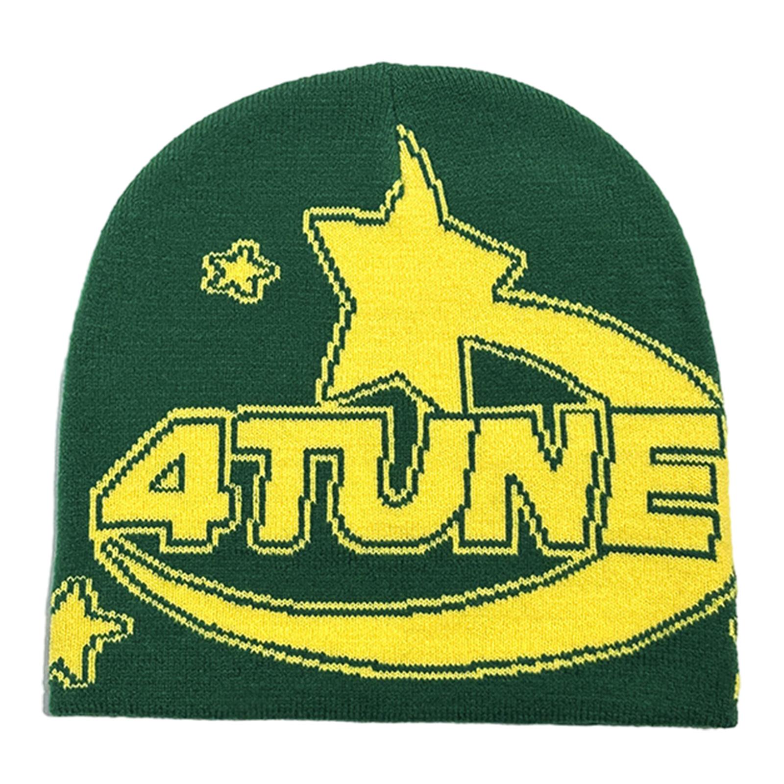 

Жаккардовая шапка с надписью, взрослая эластичная шапка-бини, зимняя грелка для ушей, вязаная шапка, подарки для студентов и подростков на холодную зиму зелёный