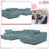 U-shaped Corner Sofa Bed, Extendable F. Savio Family Sleep Furniture J Green Corduroy