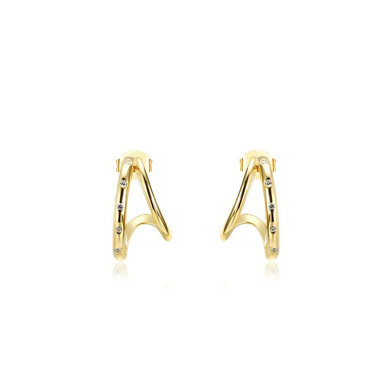 

Japan and Korea light luxury 925 silver geometric zircon earrings 2022 new niche sterling silver stud earrings women
