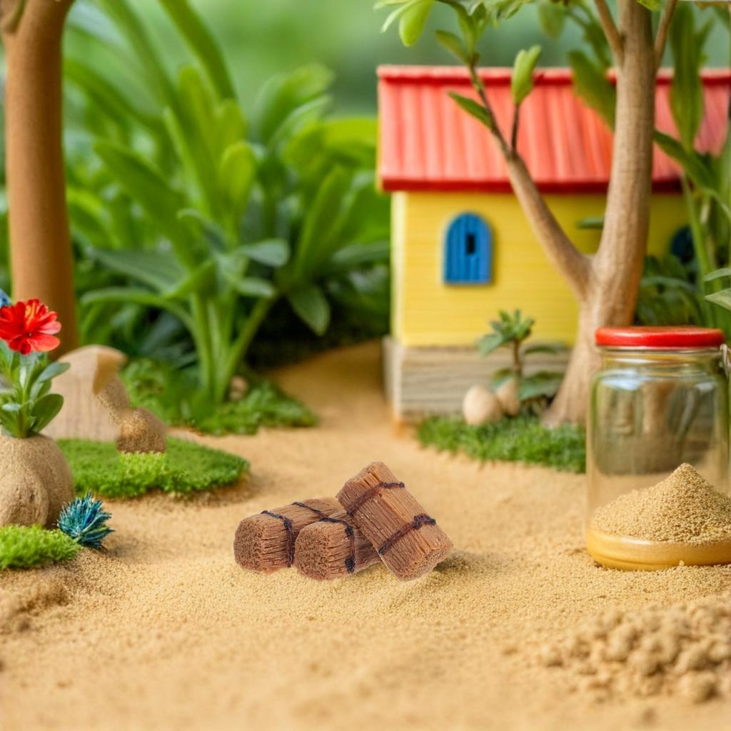3pcs Mini Hay Bale Dollhouse Miniature Resin Haybale Easter Farm Decor Decorative Straw for Farmer Birthday Party Cake Topper