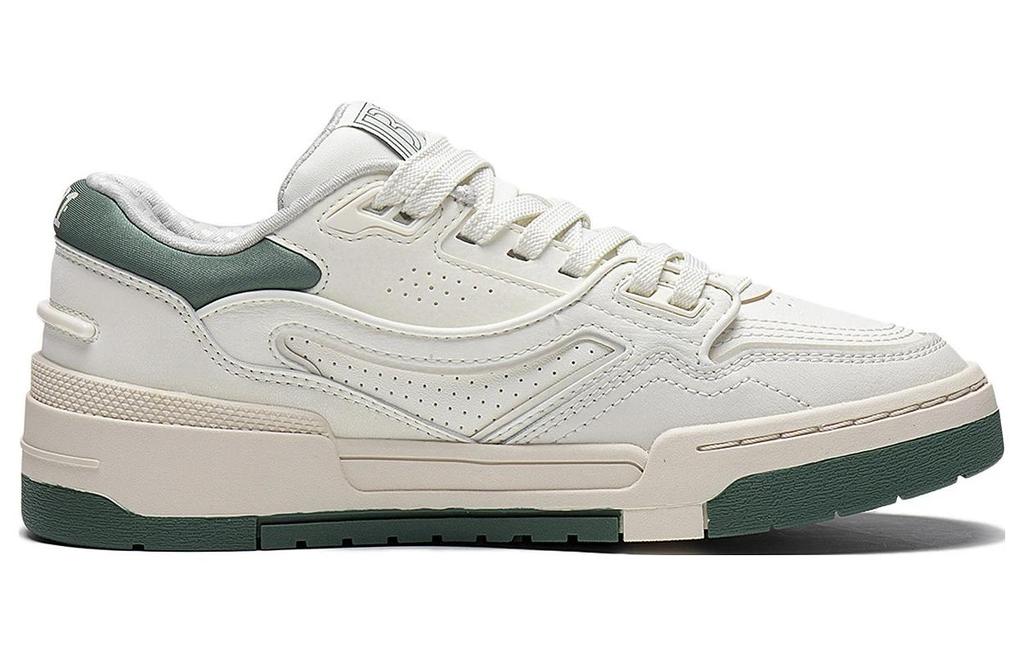 Li Ning 001 BTC Abrasion Resistant Breathable Low top Skateboard Shoes Women's White Green AGCT008-1