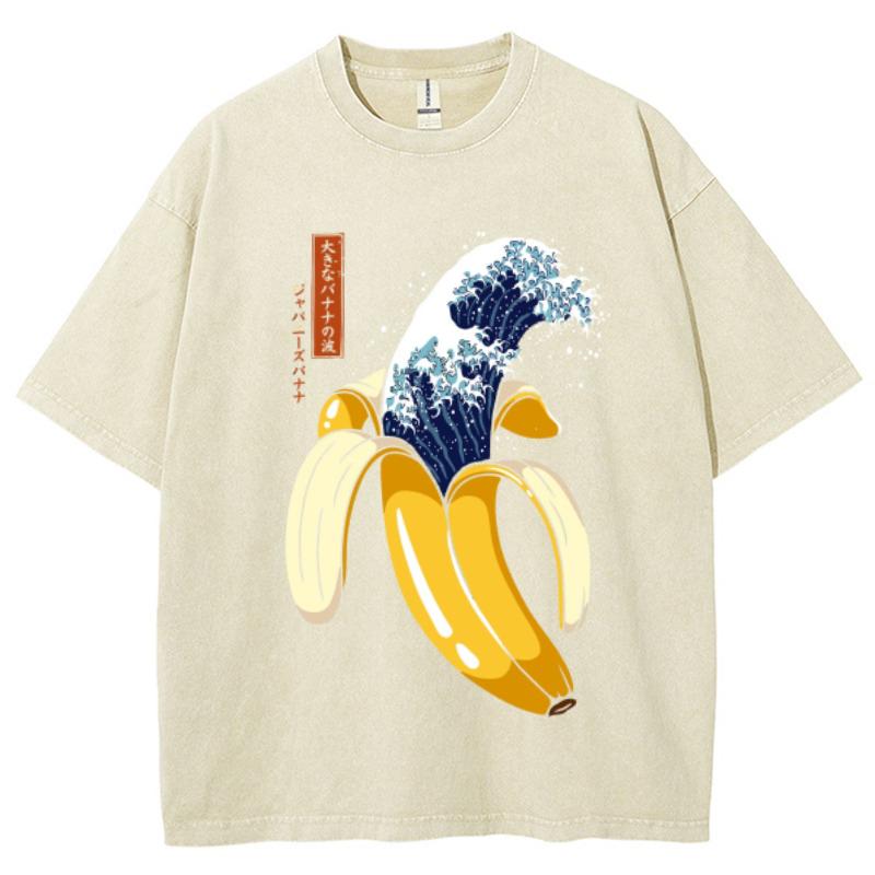 Vtipné dámské speciální tričko s kresleným potiskem banánů, volné, velká velikost, unisex, s krátkým rukávem, roztomilý streetový top, prané tričko