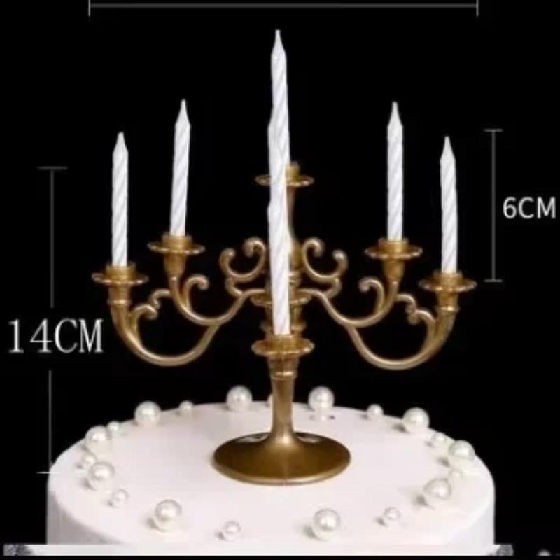 9 Pcs/Set Candles and Candlestick Bracket Cake Topper Birthday Party Cake Candle Holders Toppers Decoration