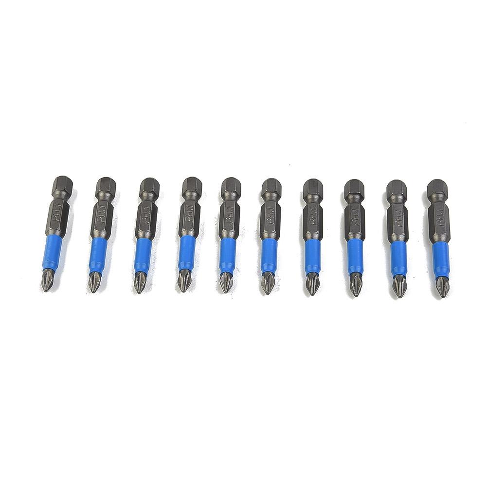 Magnetic Screwdriver Bits PH1/PH2/PH3/PZ1/PZ2/PZ3 Alloy Steel 10pcs 50mm