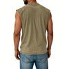 Camiseta sin mangas informal de cuello redondo para hombre con efecto desgastado y comodidad casual