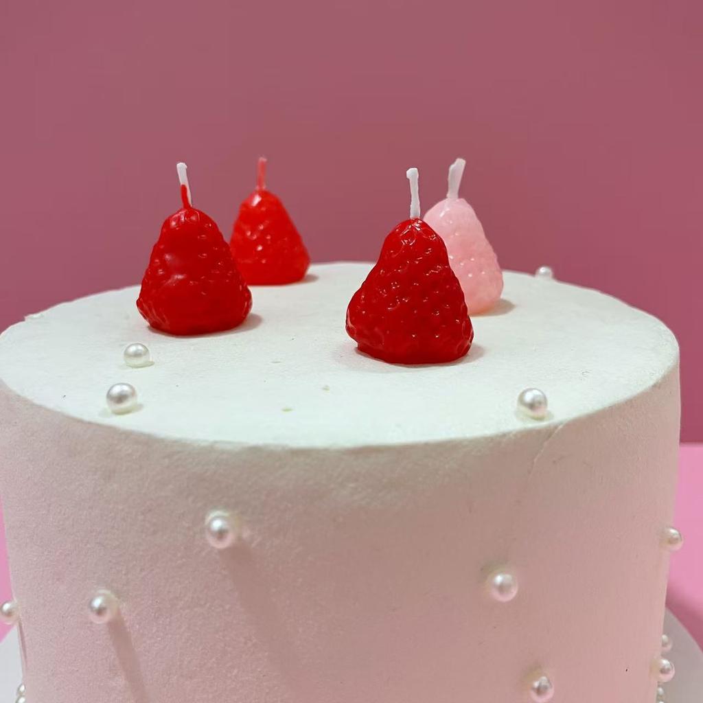 Birthday Cake Candle Strawberry Candle Children's Cute High-end Cake Ornament Decoration for Girls Valentine's Day