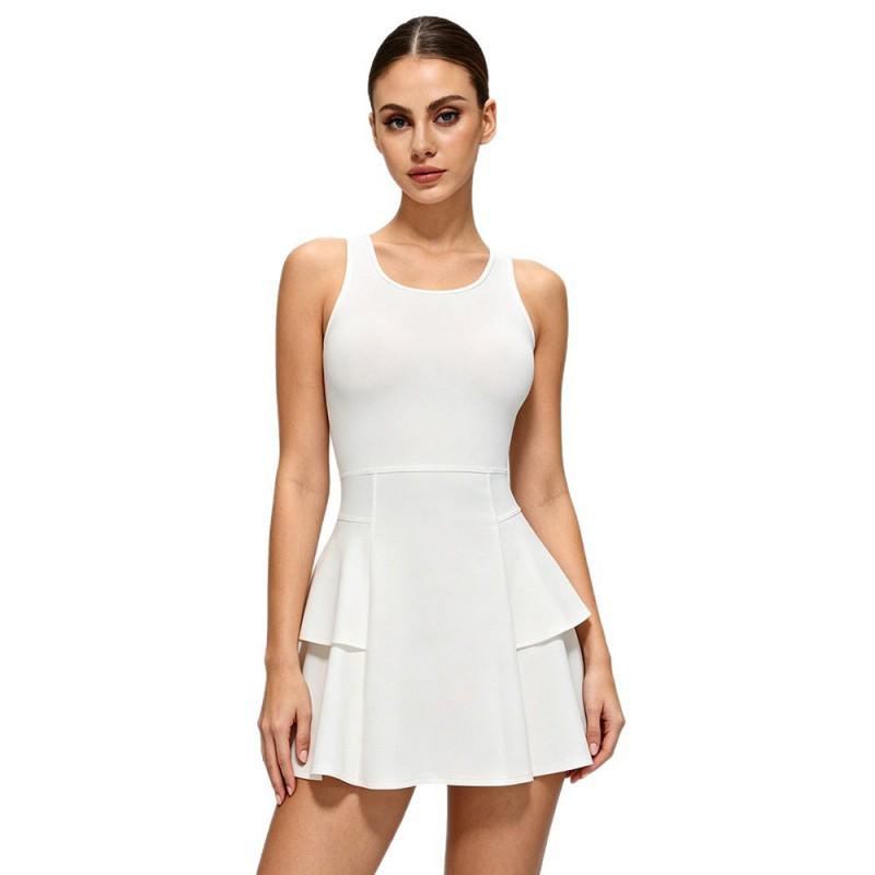 Womens Sporty Tennis Dress With Built-in Shorts Padded Bra Breathable Quick-Dry Athletic Skirt Golf Yoga Badminton