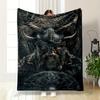 Viking Warrior Art Printed Flannel Blanket for Bedroom, Living Room, Sofa, and Nap
