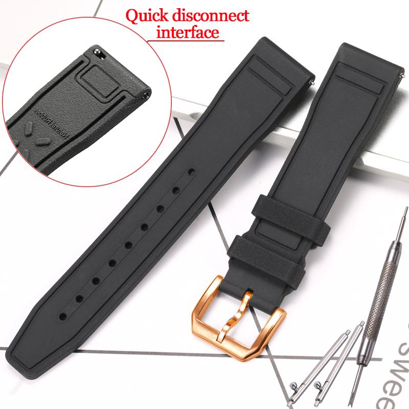 Rubber Silicone Watch Strap for IWC Pilot's Band Quick Release Bracelet Fluororubber Watchband