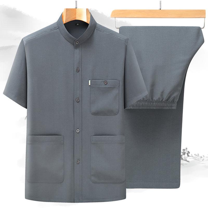 

Men s Summer Ice Silk Cardigan & Shirt Set - Short-Sleeved, Two-Piece with Multiple Pockets for Middle-Aged & Elderly. XXL