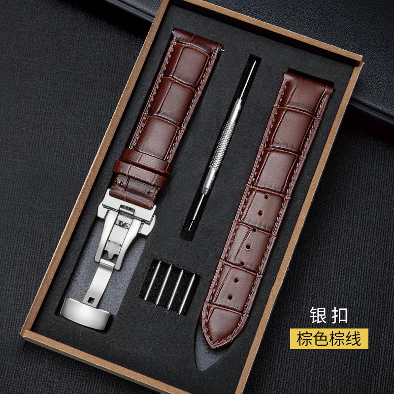 

Genuine Leather Watchband with Wooden Box Butterfly Buckles Wristband Replacement Bracelet 18mm 20mm 22mm 24 Watch Strap Belt 18mm