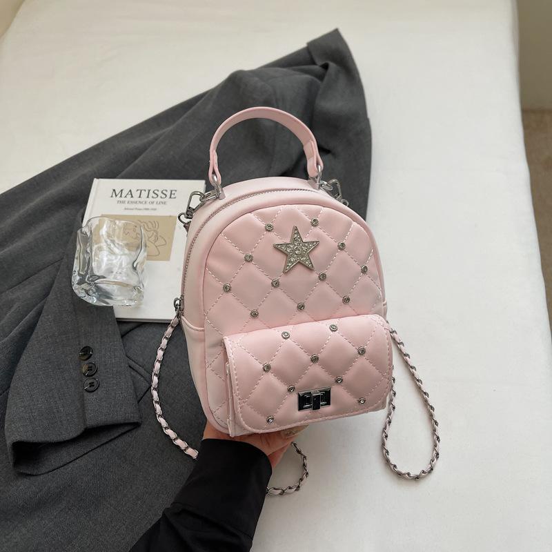 Рюкзак высокой ценности женский летний новый модный рюкзак с ромбовидной цепочкой для путешествий розовый 2790₽