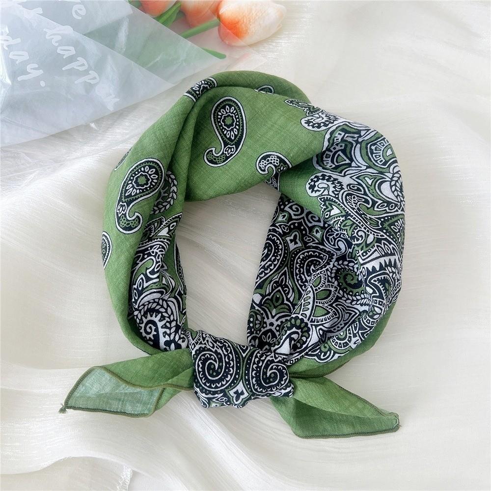 Fashion Floral Print Square Scarf Soft Handkerchief Women Hair Scarf Cotton Linen Head Scarfs Ladies Neck Scarves Summer Autumn