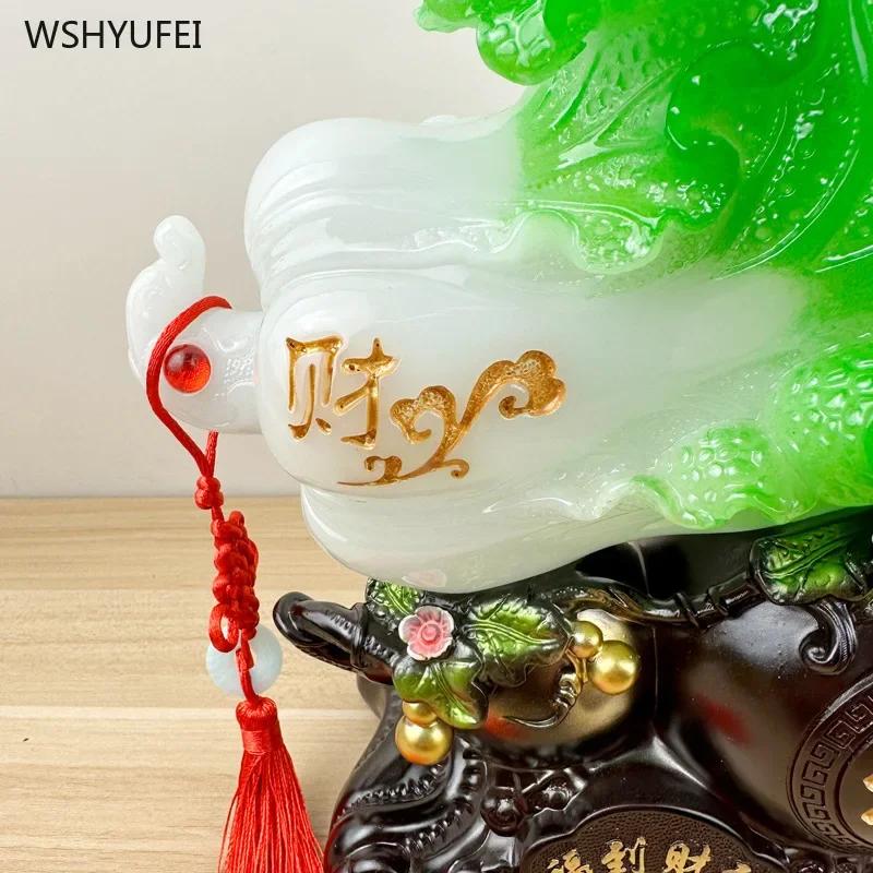 1 szt. żywiczne jadeitowe ozdoby kapusty salon szafka na wino rzeźba rzemiosło przyciągają bogactwo dekoracja domu prezent na parapetówkę