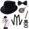 1Set 1920's Cosplay Costume Hat Pocket Watch Neck Tie Moustache Bowtie Gatsby Masquerade Accessories