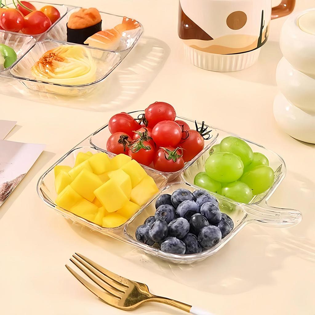 Multi-compartment Side Dish Plate for Dipping Sauces and Kitchen Storage