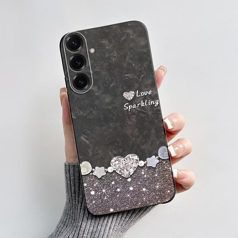 For Samsung Galaxy A26 A36 A56 5G Casing New Design 2024 Heart Printed Black Matte Soft Silicone Protective Cover Case