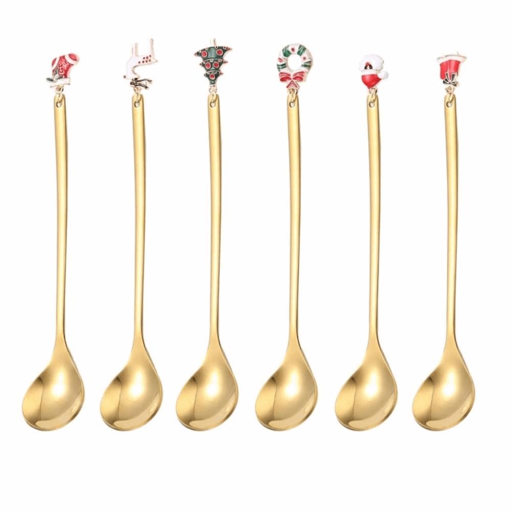 Elk Pendant Christmas Spoon Set Creative Tableware Dessert Spoon Creative Coffee Spoon  Christmas
