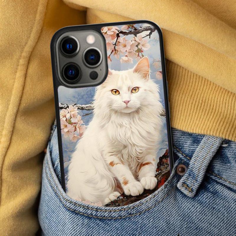 Cute Cat Painting Soft Phone Case for iPhone 17 Air 16e Pro max 15 Pro 13 14 Plus 11 12 MagSafe Magnetic Coque