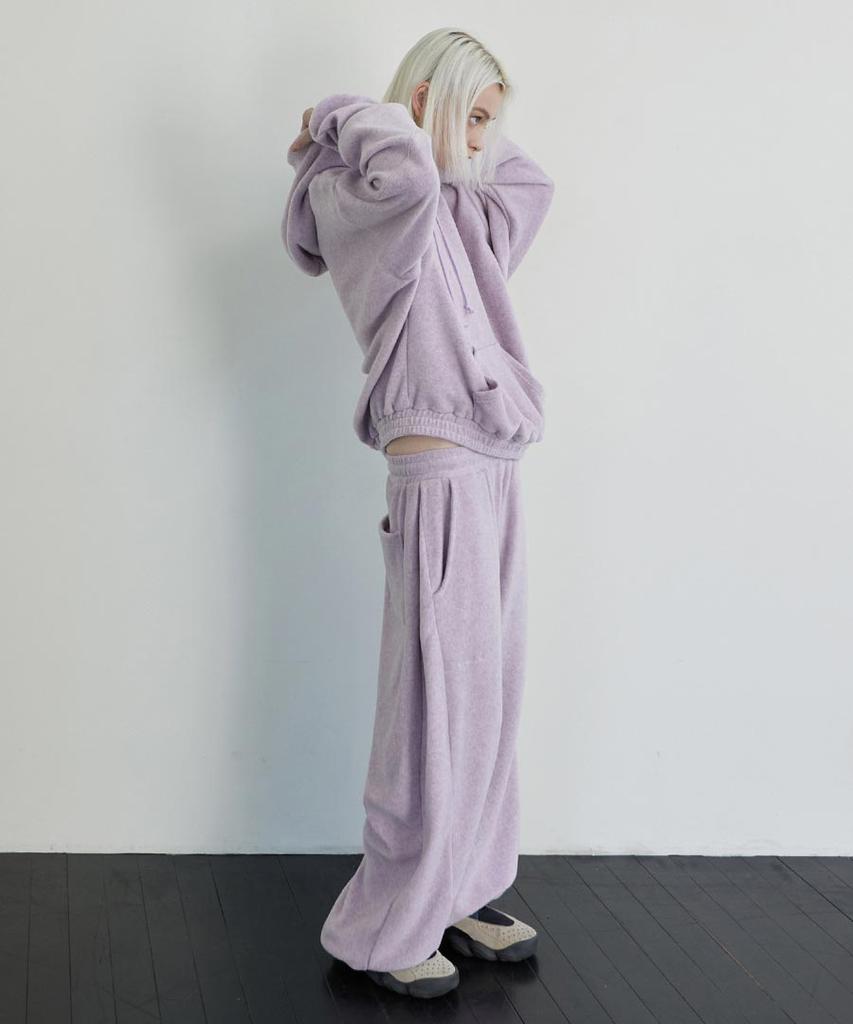 Lense Melange Fleece Pintuck Pants Gray Pink
