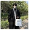 Herren Mittellanger Schwarzer Wollmantel - Verdickter Koreanischer Trenchcoat für Herbst und Winter