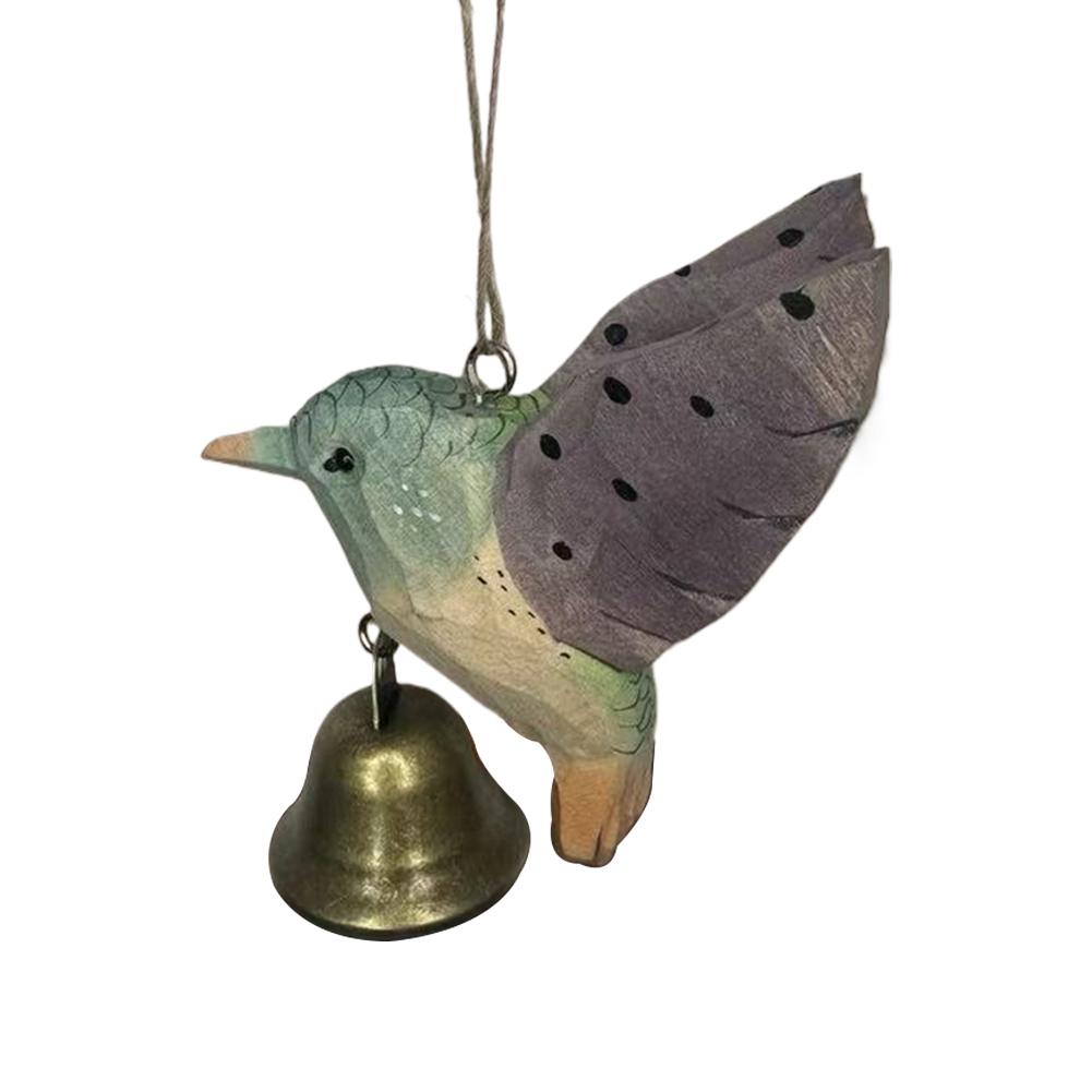

Handade Wooden Hummingbird Guardian Bell Of Good Luck Ornament,Metal Bell Bird Figurines Hanging Decor Home Housewarming Gift