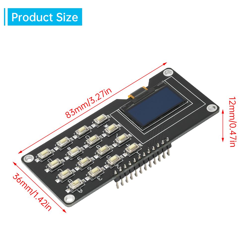 0,96/1,3-Zoll OLED-Display IIC Weiß SH1106 SSD1306 SSD1315 mit 4x4-Tastatur 16P-Tasten-Display-Modul