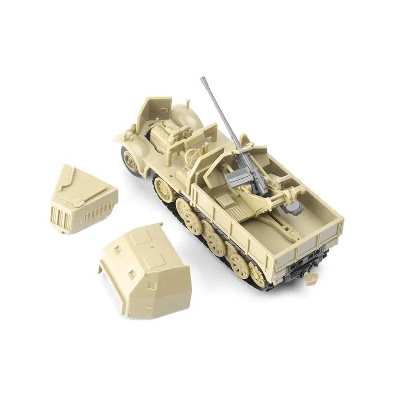 1/72 4D Assembled WWII German Half Track Air Defense Armored Vehicle Model Military Toys