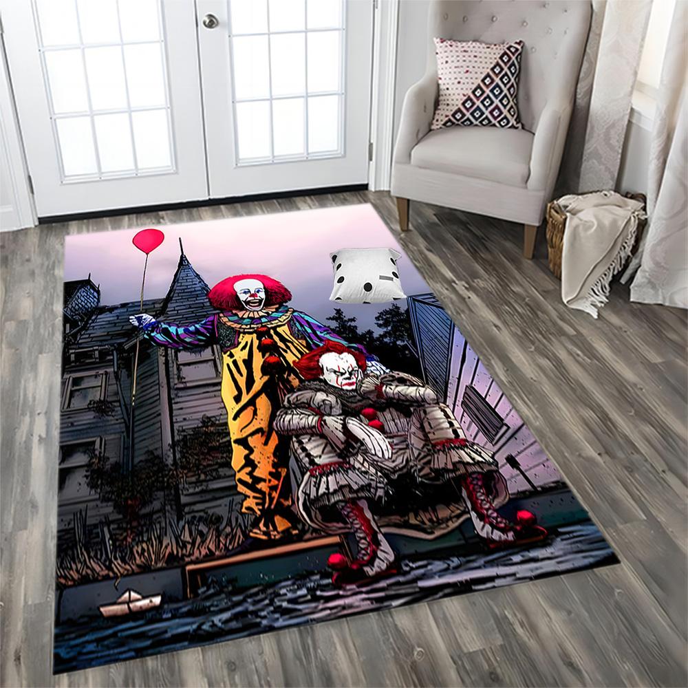 Horror Clown Poster rug for living rooms, bedrooms, home décor, and as gifts.