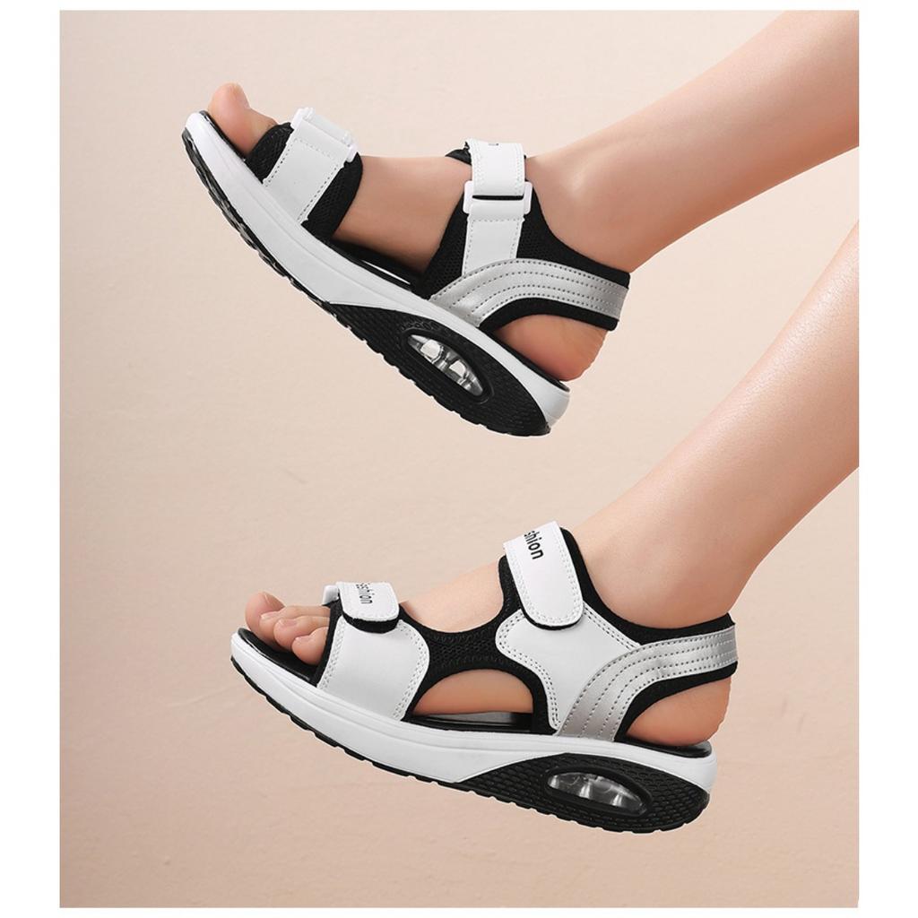 Air Cushioned Sports Sandals, Women's Summer Breathable and Shock-absorbing Fashionable Beach Shoes, Lightweight and Casual Sandals for Outdoor Wear