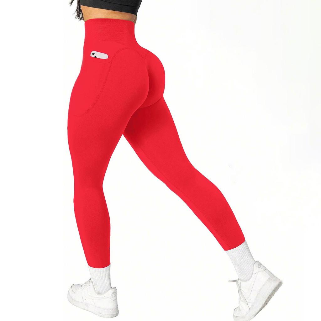 Plus Size High Waist Yoga Pants with Side Pockets - Women's Sports Leggings