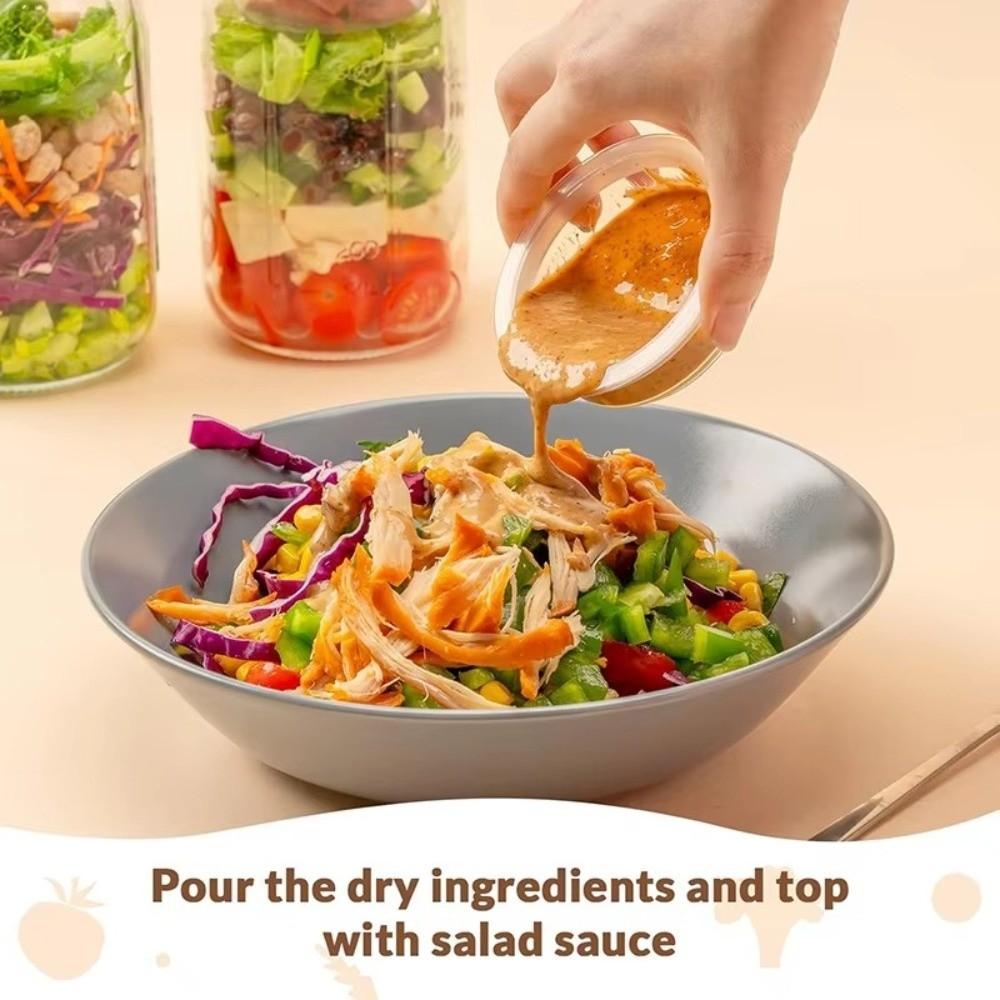 32OZ Capacity Salad Container Jar Glass Material Wet Dry Separation Salad Pod Leak-proof Feature Glass Salad Container Meal Prep