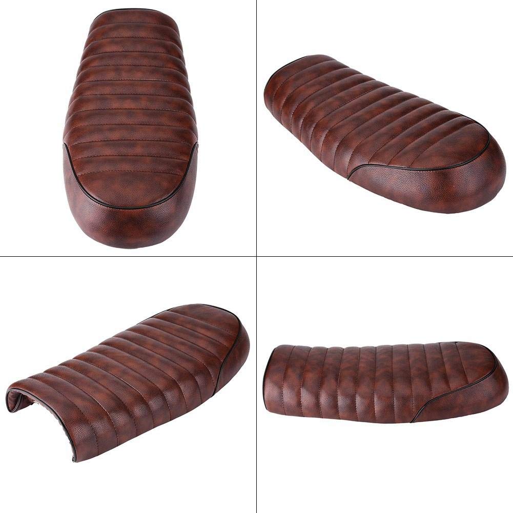 Qiilu Motorcycle Custom Seat Single Seat PU Leather Waterproof with Mounting Hardware for Honda (C)