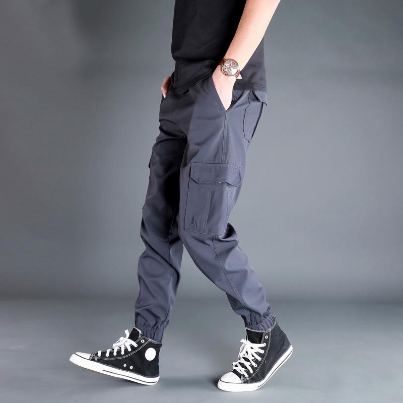 Men's Fashionable Multi-Pocket Cargo Pants: Autumn/Winter Thick Joggers with Loose Fit and Tapered Legs