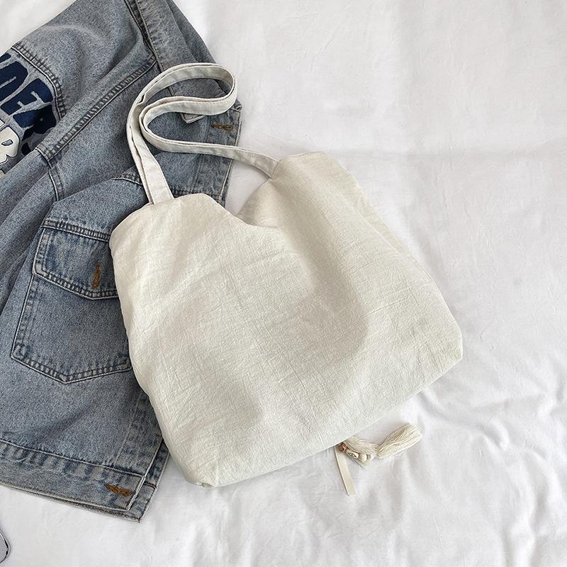 Tote Bag 2025 Messenger Bag Pleated Large Capacity Shoulder Commuter Bag Japanese Ins Versatile Fresh Literary Cloth Bag